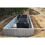 Tank set inside prefab building